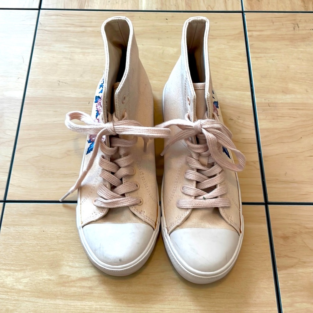 Pink embroidered high tops